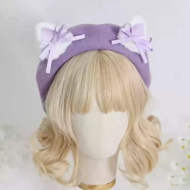 Bow Cat Ear Beret   CO44