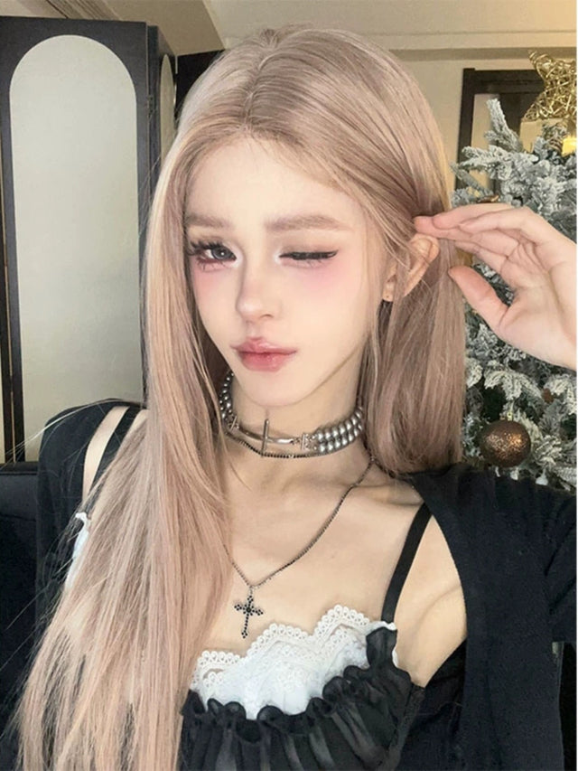 Light pink Long Straight Hair KW112