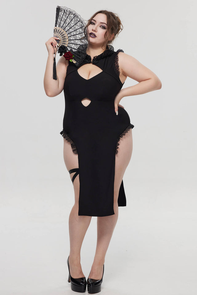 Pre-Sale Gothic Lace Trim Cheongsam Dress HK001