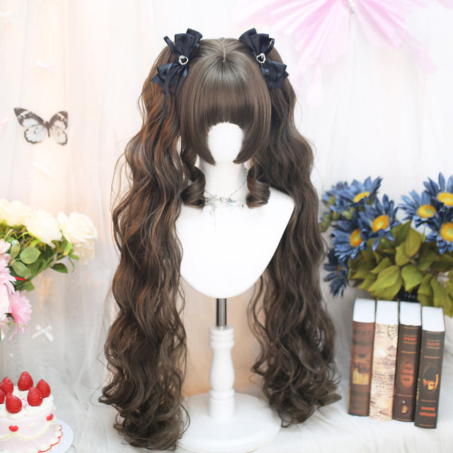 Brown Curly Double Ponytails KW255