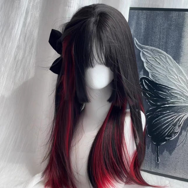 Black And Red Long Straight Hair KW 109