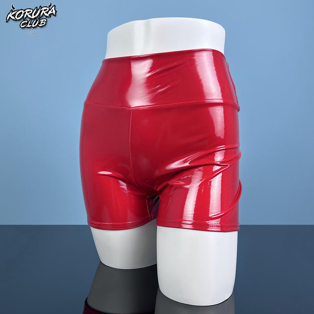 Comfortable red and black PU leather pants for women