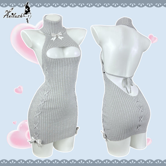 Pre-sale LACED HOLLOW KNIT DRESS SR03