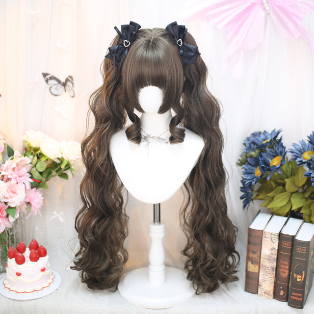 Brown Curly Double Ponytails KW255