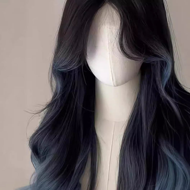 Iris Blue Gradient Long Curly Hair KW114