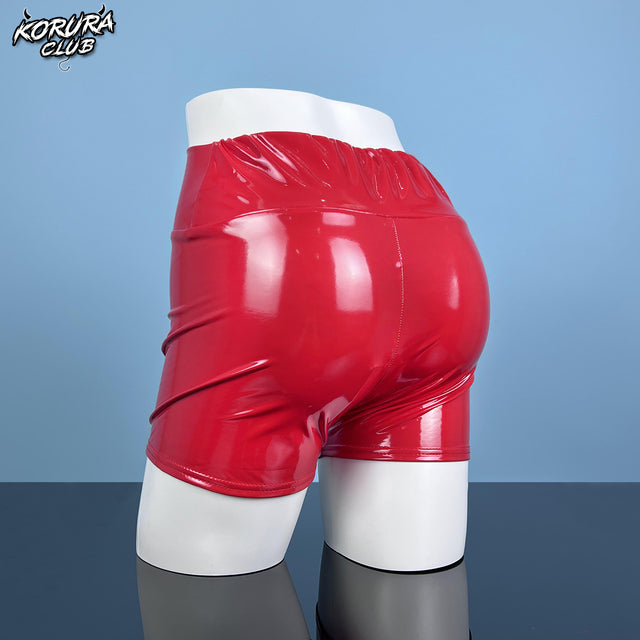 Comfortable red and black PU leather pants for women