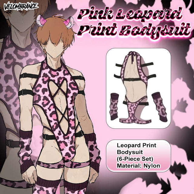 Velombrance Pre-sale Pink Leopard Print Bodysuit (6-Piece Set) AS55