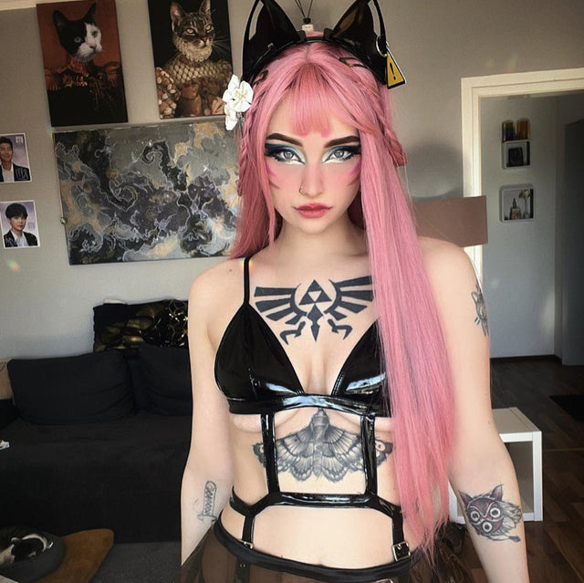 Lolita pink long straight wig yv42088