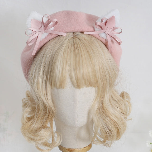 Bow Cat Ear Beret   CO44