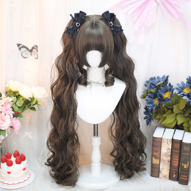 Brown Curly Double Ponytails KW255