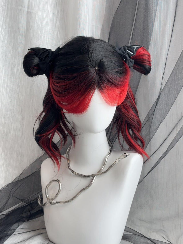 Punk Style Black And Red Long Curly Hair KW110