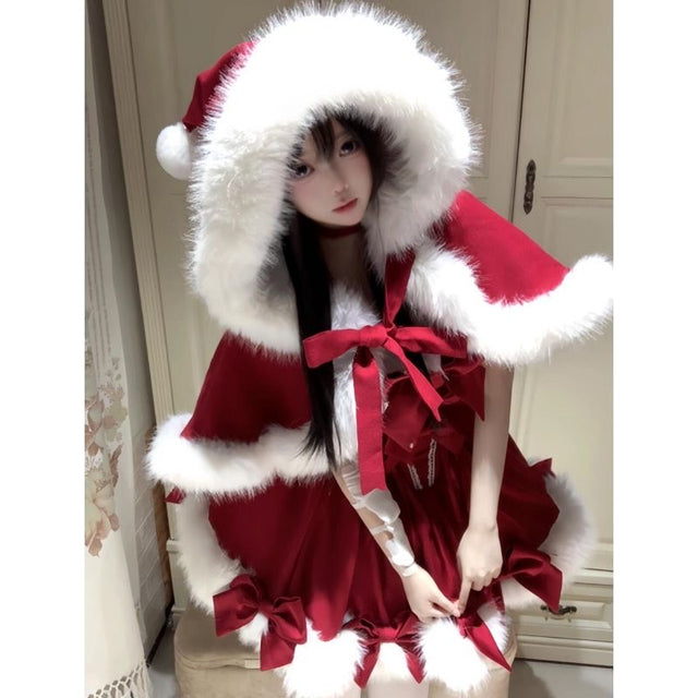 Christmas Cloak Strap Puff Dress SD85