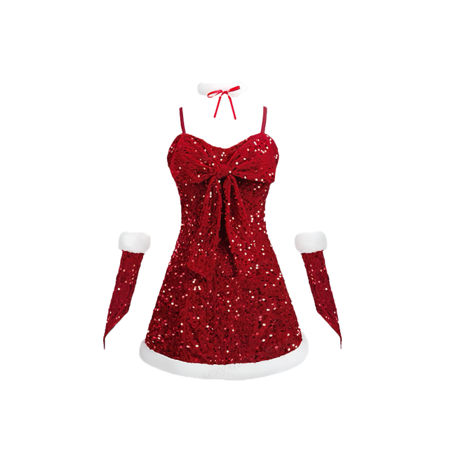 Christmas Sequin Bow Mini Skirt