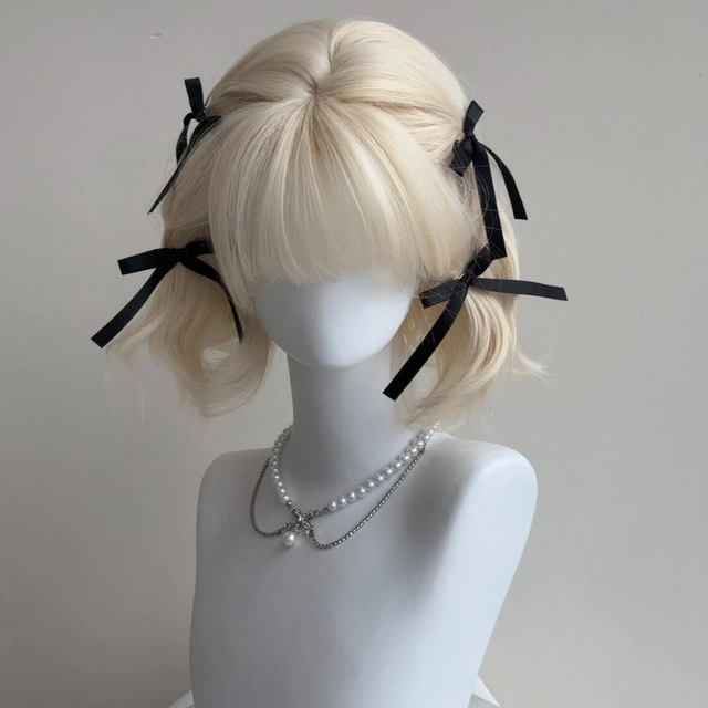 Cute Short White Gold Curly Hair KW113