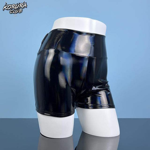 Comfortable red and black PU leather pants for women