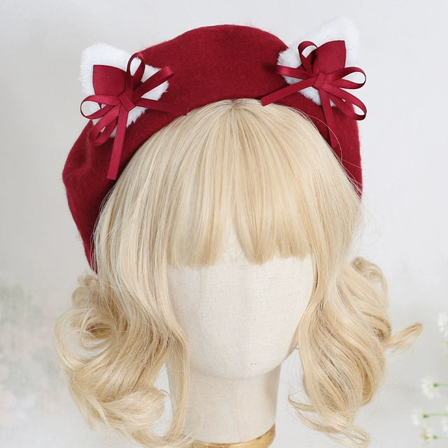 Bow Cat Ear Beret   CO44