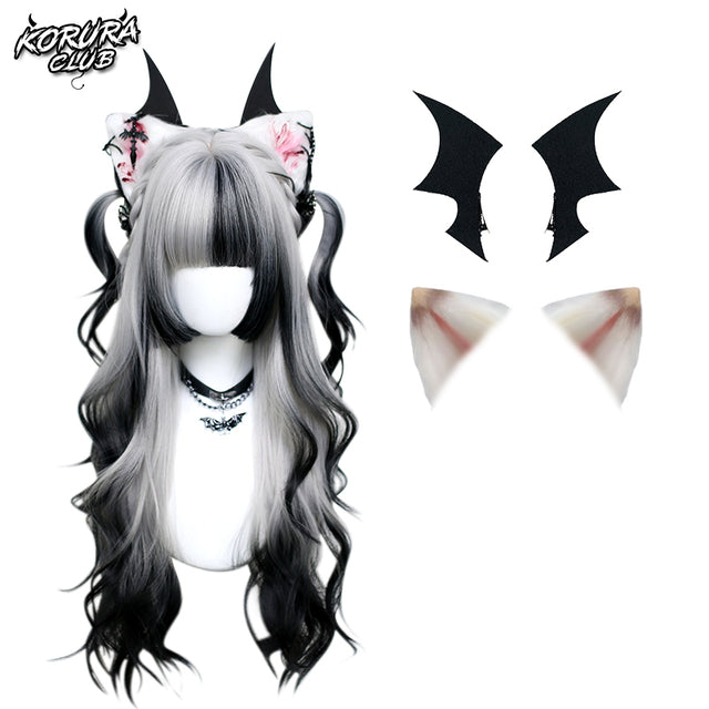 Wig #008 Black and White– AkaiYoru Hime Wig accessories KC30