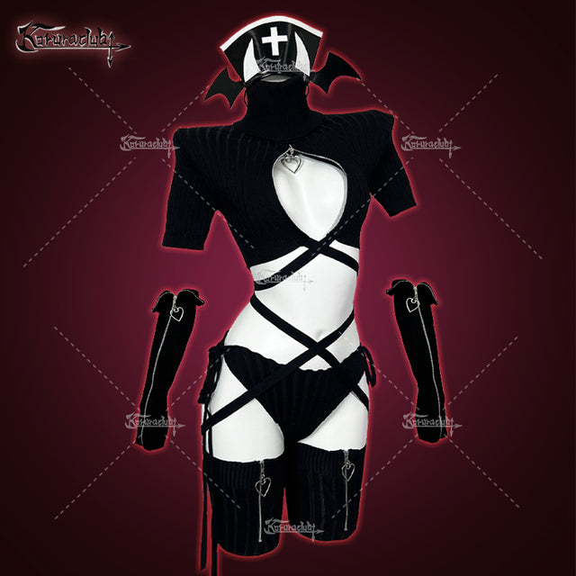 Cozy Hearted Nurse Lingerie KO01 (4-PIECE SET)