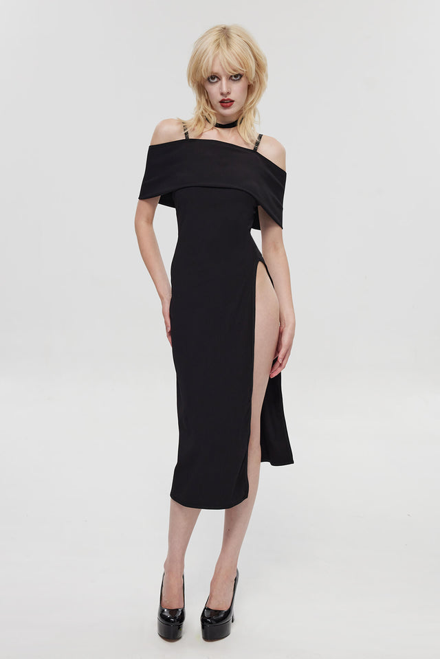Pre-Sale Gothic Off Shoulder Black Dress HK006