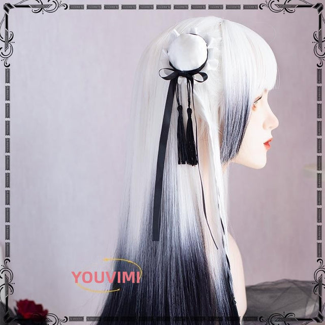 Black and White Long Straight Gradient Wig YV476002