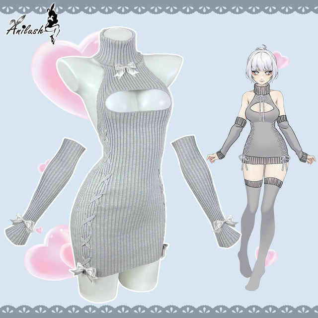 Pre-sale LACED HOLLOW KNIT DRESS SR03