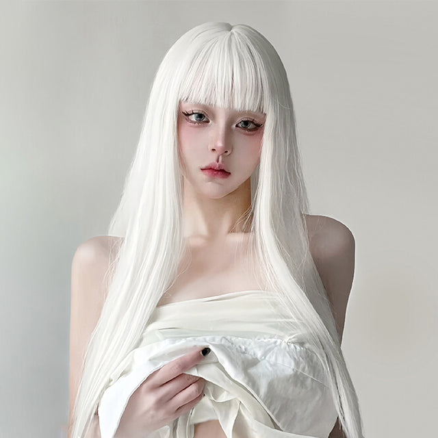 Cosplay White Long Straight Hair KW243