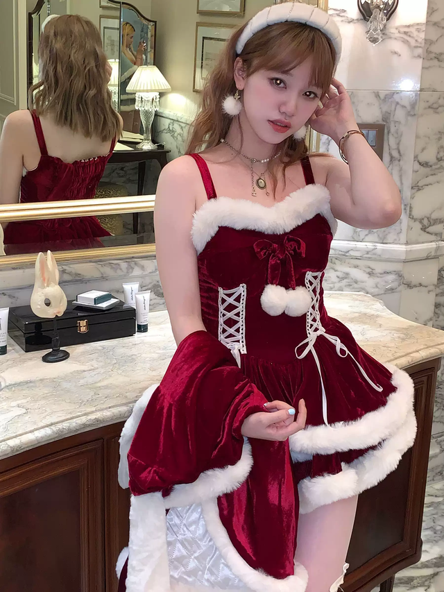 Energetic Christmas Sweet Cape Dress SD63