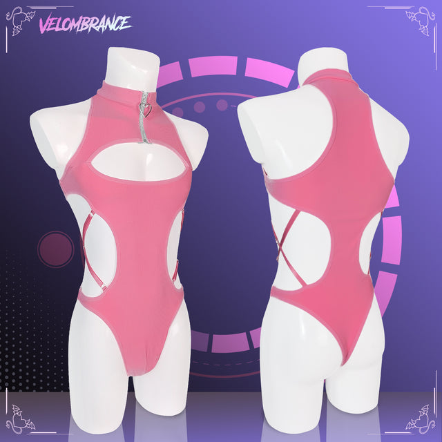 Velombrance Femboy Hollow-out Bodysuit (2-Piece Set） AS58