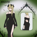 Gothic Off Shoulder Black Dress HK006