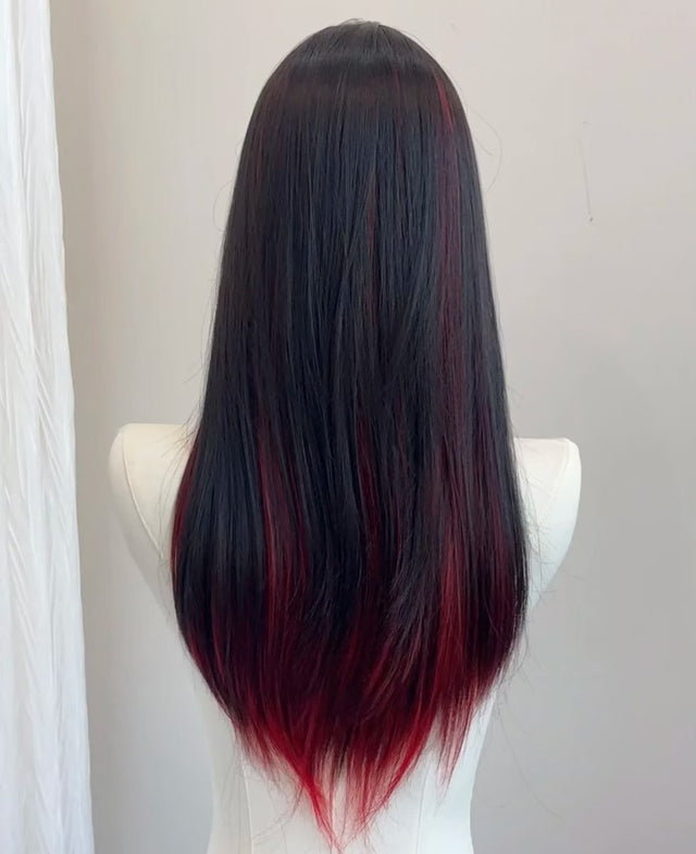 Black And Red Long Straight Hair KW 109