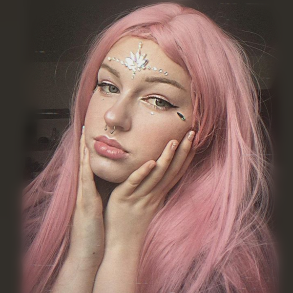 Lolita pink long straight wig yv42088