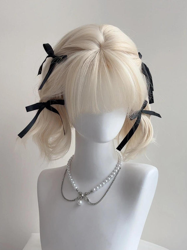Cute Short White Gold Curly Hair KW113
