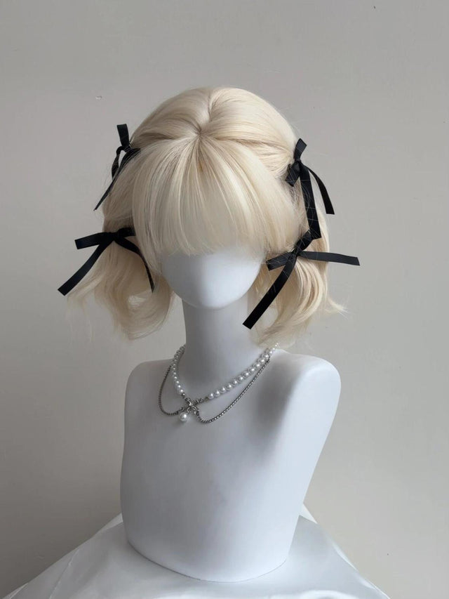 Cute Short White Gold Curly Hair KW113