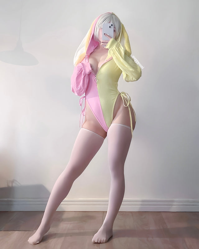 Chic Bunny Ear Hoodie Bodysuit for sale
