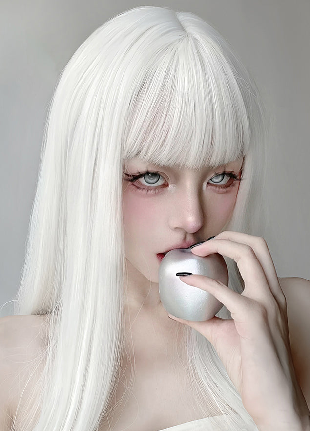 Cosplay White Long Straight Hair KW243