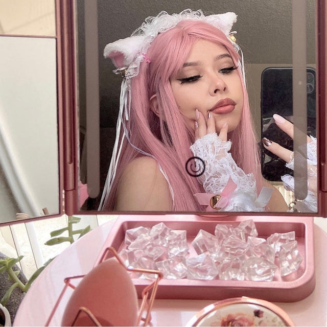 Lolita pink long straight wig yv42088