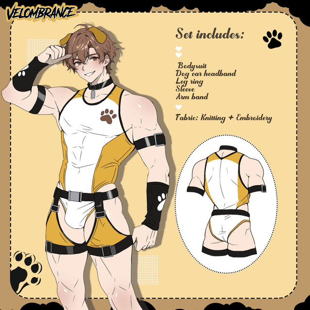 Pre-Order Puppy Femboy Bodysuit Set (5-Piece Set) AS74