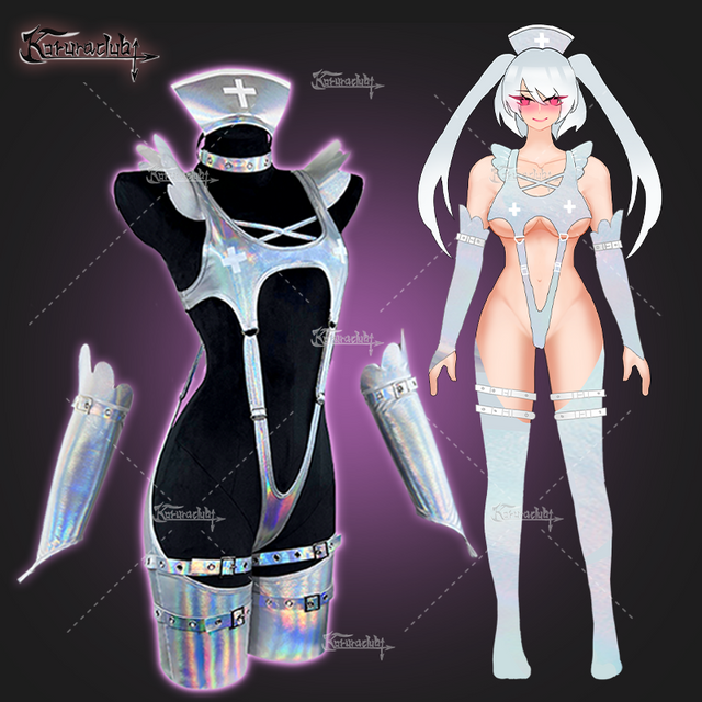 Cosplay Cyber Angel Silver Lingerie KO05(7-Piece Set)